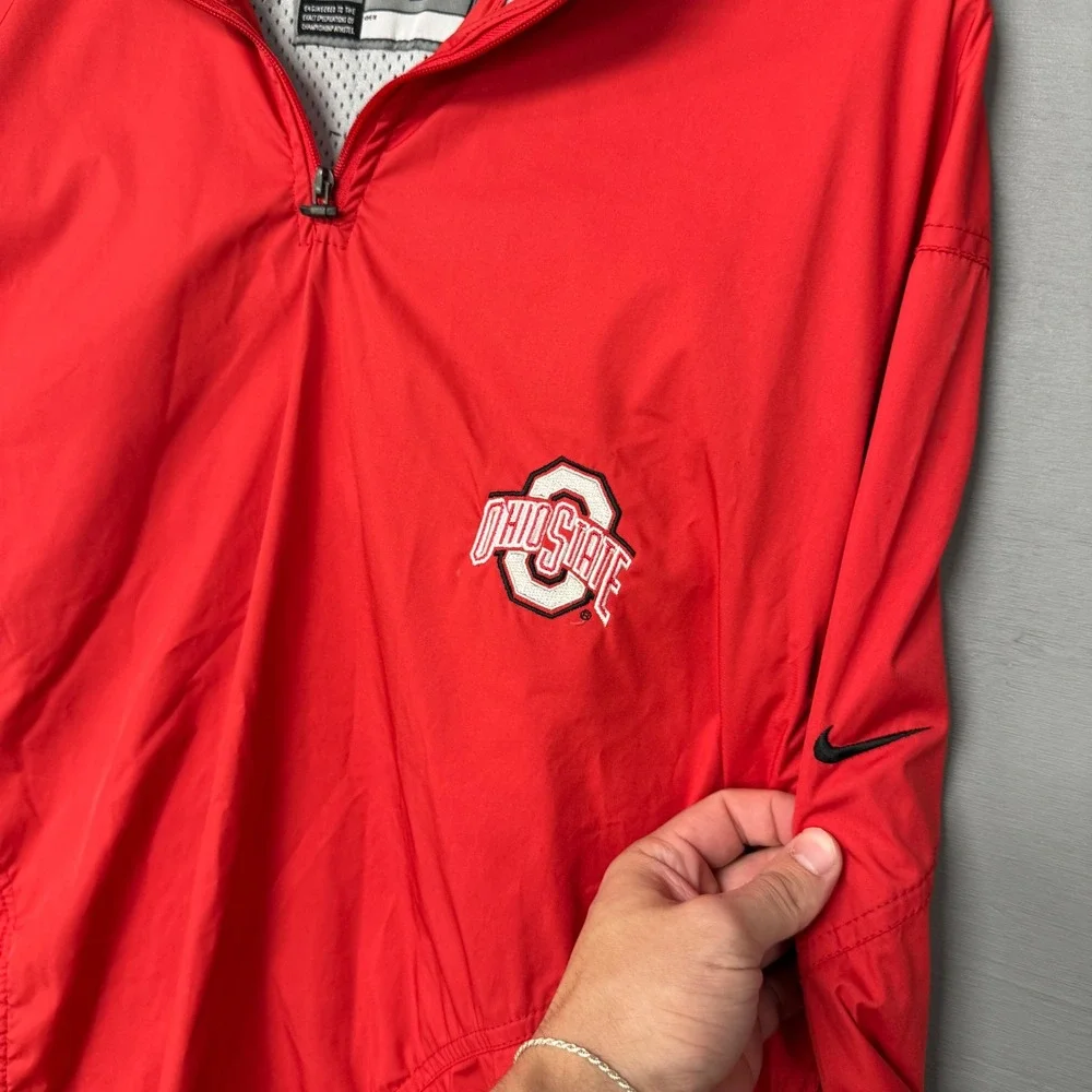 Nike Ohio State Windbreaker Red Quarter Zip Pullover Small